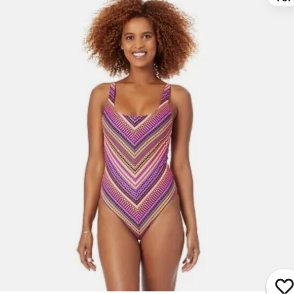 Hurley surf UPF 50+ cheeky high cut one piece swimsuit colorful stripes | XL - Picture 1 of 8
